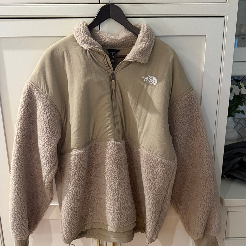 The North Face Mens Tan Sherpa Half-Zip Fleece Pullover